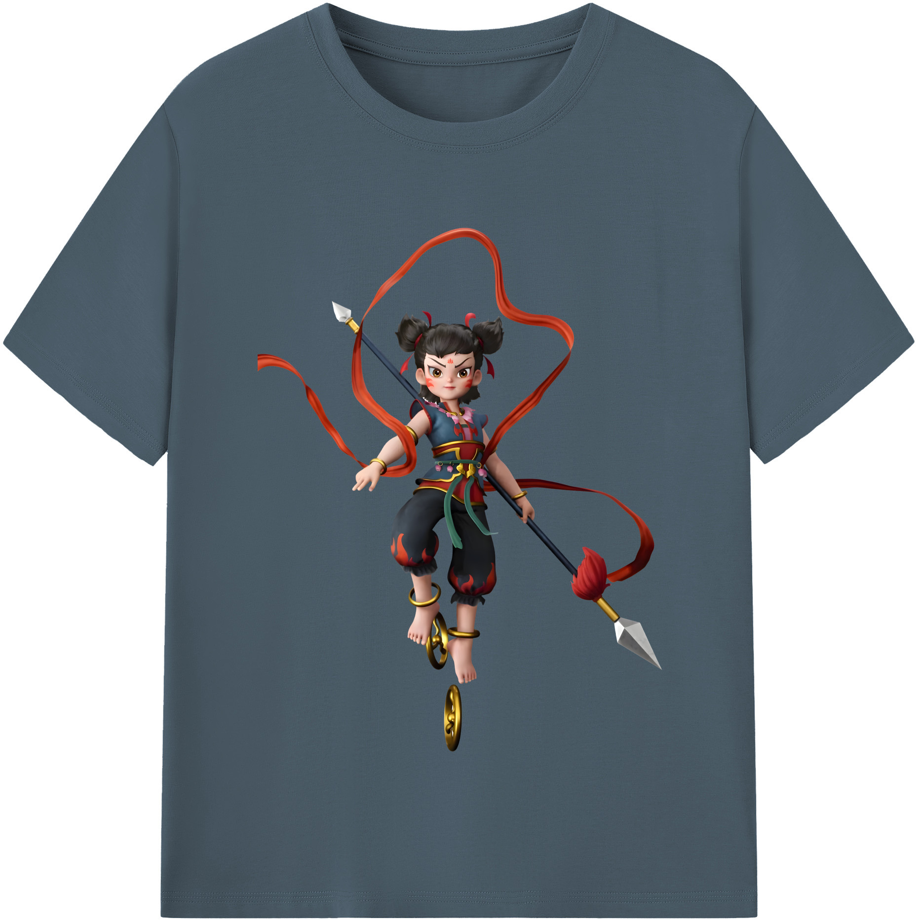 （画像用） Ne Zha 2 ナタ 魔童の大暴れ 綿100％半袖Tシャツ（フロントプリント）